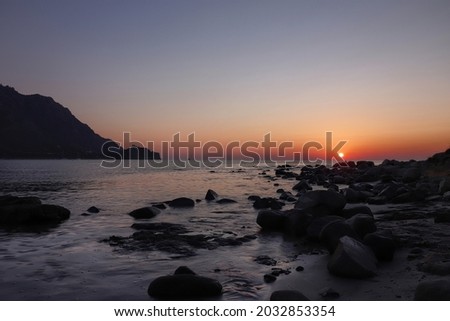 Long exposure view at the Foxi Manna beach in Tertenia. Sardinia, Italy Royalty-Free Stock Photo #2032853354