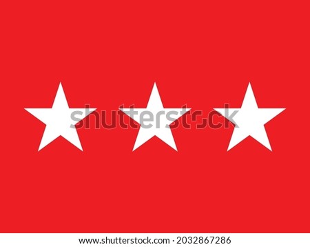 The flag of a USA army Lieutenant General of a tri of white stars set over a red background