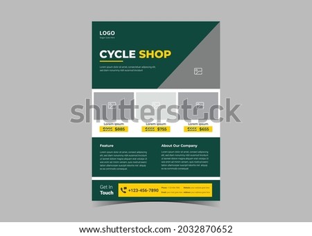 Bike shop opening flyer design. New bike collection poster leaflet design. Grand opening bike shop flyer template.