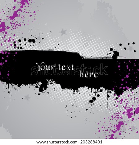 Ink grunge banner. Abstract vector illustration. Font used - Blackchancery.