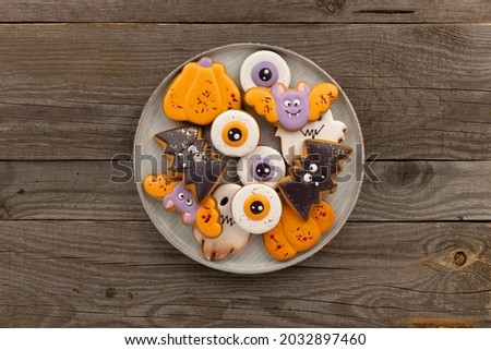 Halloween homemade dessert on rustic wooden table