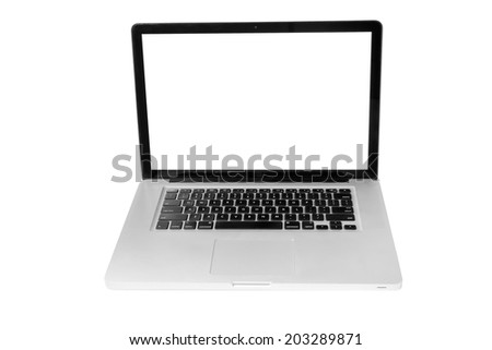 Laptop with white screen isolated on white background
