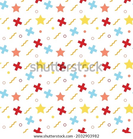 Geometric Shape Seamless Pattern Memphis Style Pattern in hipster style. Pattern is suitable for posters, postcards, fabric or wrapping paper Scattered Geometric Line Shapes.