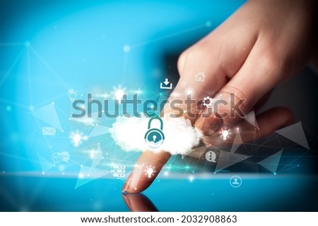 Close-up of a touchscreen with technology icons