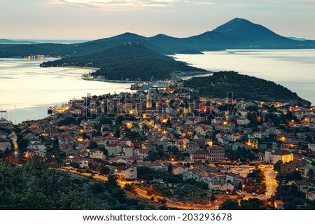 Panoramic view of the largest island town on the Adriatic sea, Mali Losinj, Croatia Royalty-Free Stock Photo #203293678