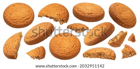 Oatmeal cookies isolated on white background Royalty-Free Stock Photo #2032951142