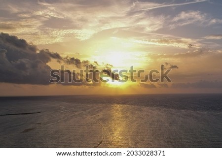 Sunrise over the city Mexico with coast view