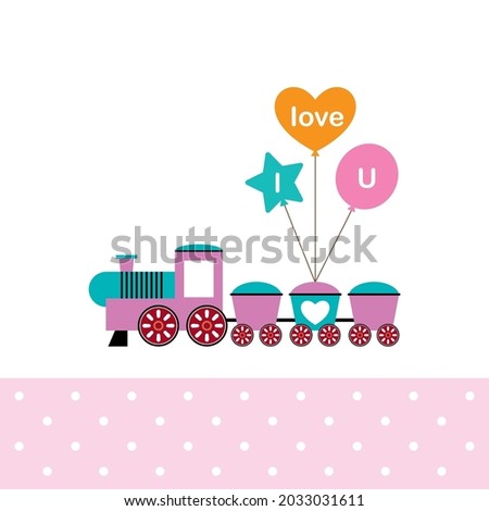 cute little train with love balloon vector