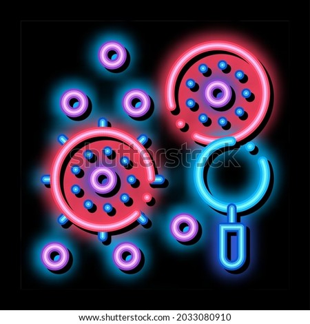 Searching Pathogen Element neon light sign vector. Glowing bright icon transparent symbol illustration