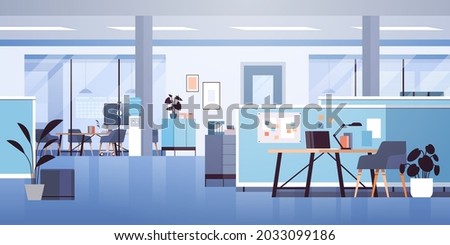 modern coworking area office interior empty no people open space cabinet room with furniture horizontal Royalty-Free Stock Photo #2033099186