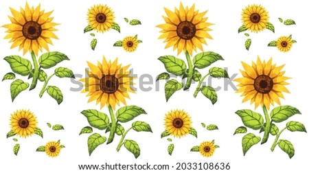 sunflower pattern with several sizes small, medium, and large
