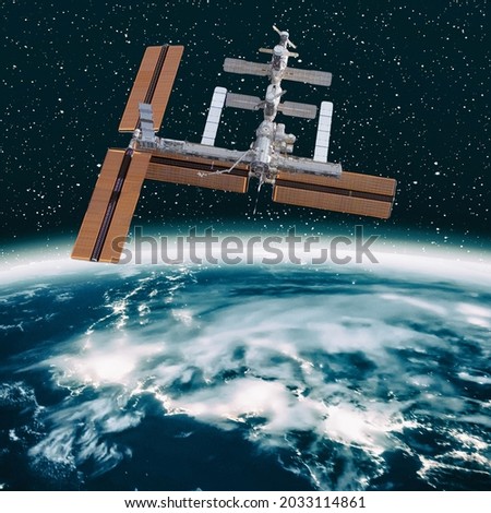 Space station above the earth. The elements of this image furnished by NASA.

