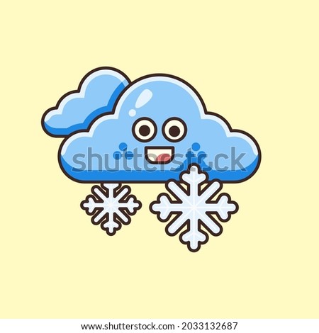 Cute Cloud and Snowflake Illustration