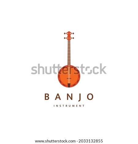 Banjo guitar music instrument logo icon design template flat vector