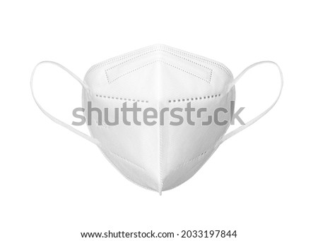 Front view of KN-95 protection medical mask isolated on white background Royalty-Free Stock Photo #2033197844