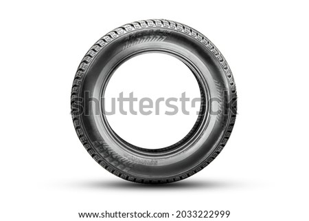 isolate tire, side view, icon on a white background Royalty-Free Stock Photo #2033222999