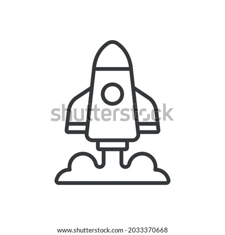Rocket linear icon. Thin line customizable illustration. Contour symbol. Vector isolated outline drawing. Editable stroke