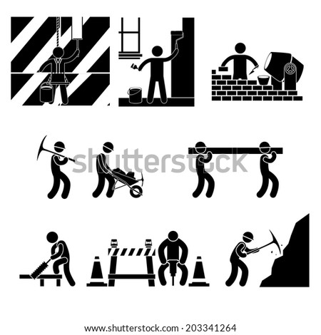 Icon Human Labor. jobs icons over white background vector illustration