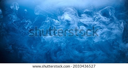 Abstract blue ocean sea background, indigo ink sky, liquid azure paint underwater, swirling smoke wallpaper