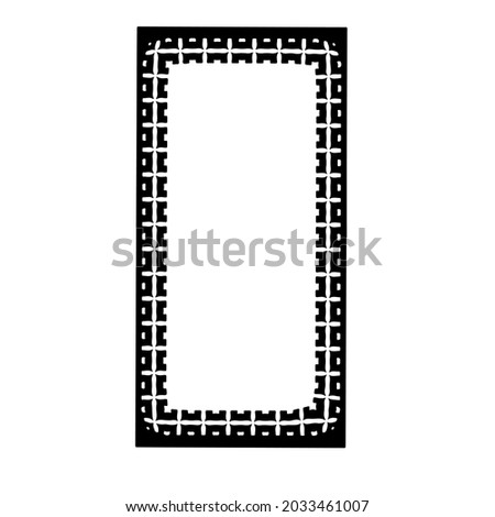  Black and white rectangular frame with ornament, vector certificate template, decorative design element in retro style.