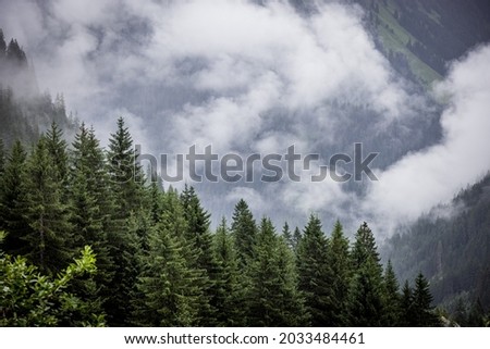 Fog in the Austrian Alps on a misty day - travel photography