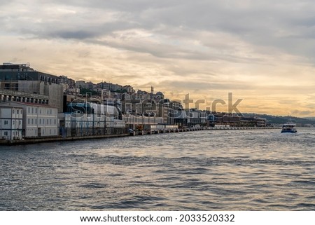 Construction site on the Bosphorus at sunrise