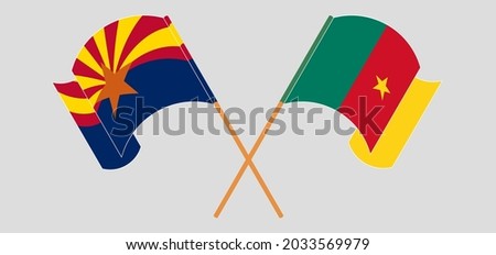 Crossed flags of the State of Arizona and Cameroon. Official colors. Correct proportion