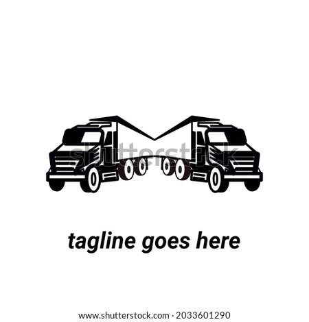 two delivery trucks logo for shipping company or service