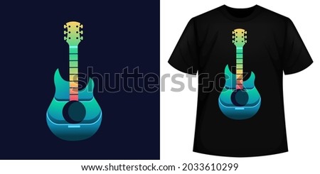 trendy gradient guitar design, logo design, t-shirt design