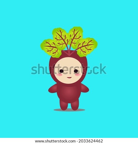 Cute beetroot vegetable mascot vector illustration