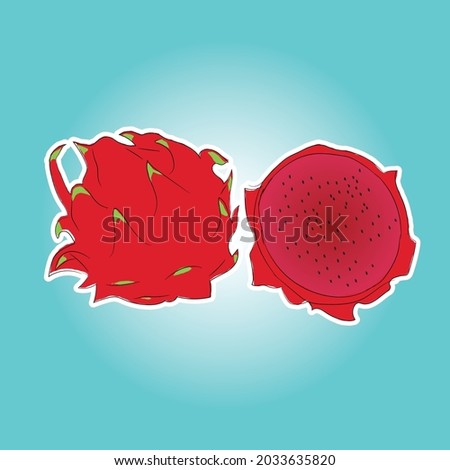 Red dragon fruits illustration vector. Can be used for flashcards, children's books, etc.