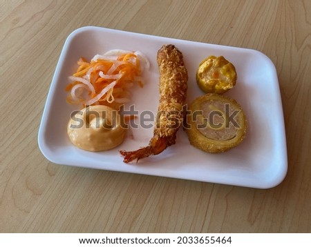 Ebi fry at timber wooden table, perfect high resolution image for display products