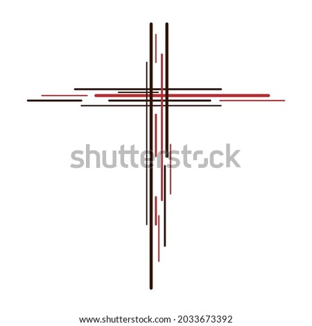 Christian Cross icon. lines style Vector illustration. Eps 10.