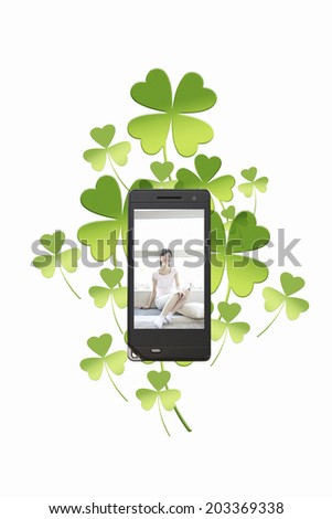 Woman Relaxing At Home In Mobile Screen