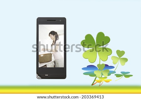 Woman Doing Lawndry In The Mobile Screen