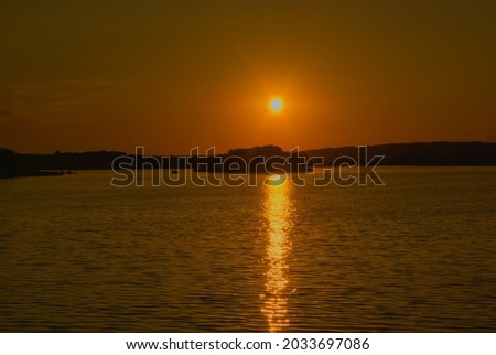 sunset over the lake in poland