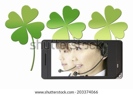 Four-Leaf Clover And Operator In Mobile Screen