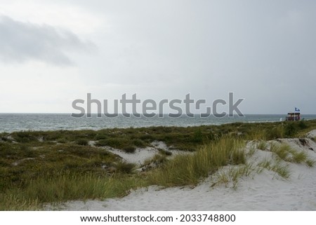 View over popular white sand beach in Skanor- Falsterbo on the south western tip of Sweden.