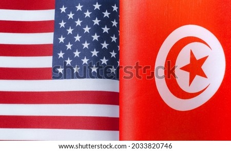fragments of the national flags of the United States and Republic of Tunisia in close-up
