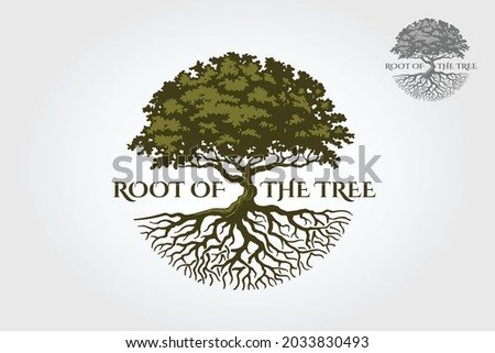Root Of The Tree Vector Logo Template. The vector logo this beautiful tree is a symbol of life, beauty, growth, strength, and good health.