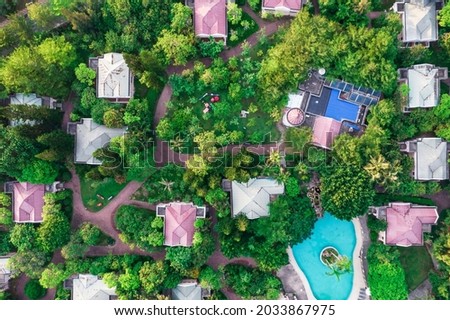 Aerial photography villa complex, luxury resort