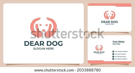 set of minimalist dog logos and business cards