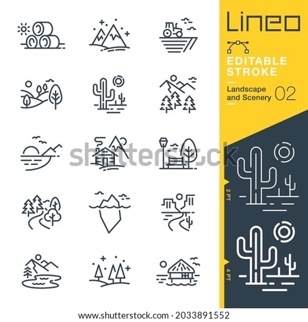 Lineo Editable Stroke - Landscape and Scenery line icons Royalty-Free Stock Photo #2033891552