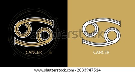 Zodiac cancer horoscope sign line art silhouette design vector.