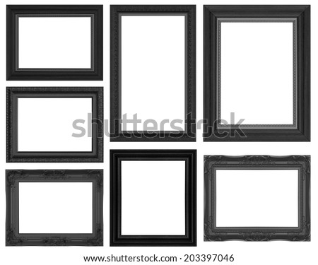 Set antique black frame isolated on white background