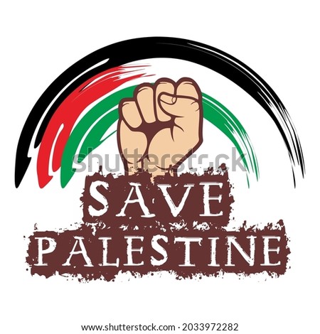 save palestine flag and fist illustration simple flat design