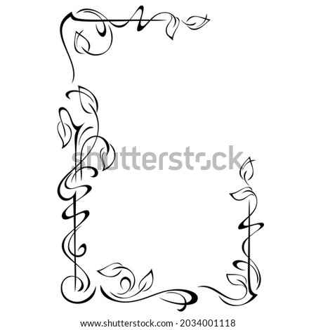 decorative vertical rectangular frame with stylized leaves and vignettes. graphic decor Royalty-Free Stock Photo #2034001118