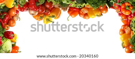 Different fresh tasty vegetables isolated fractal