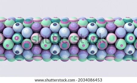 Group of colorful striped balls. White background. Abstract illustration, 3d render.