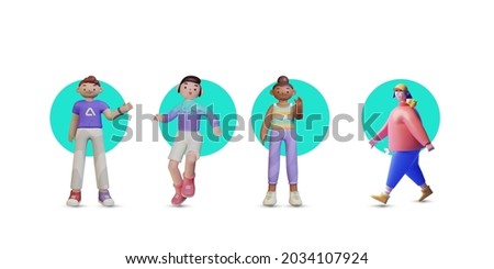 3d render character display view on copy space illustration background